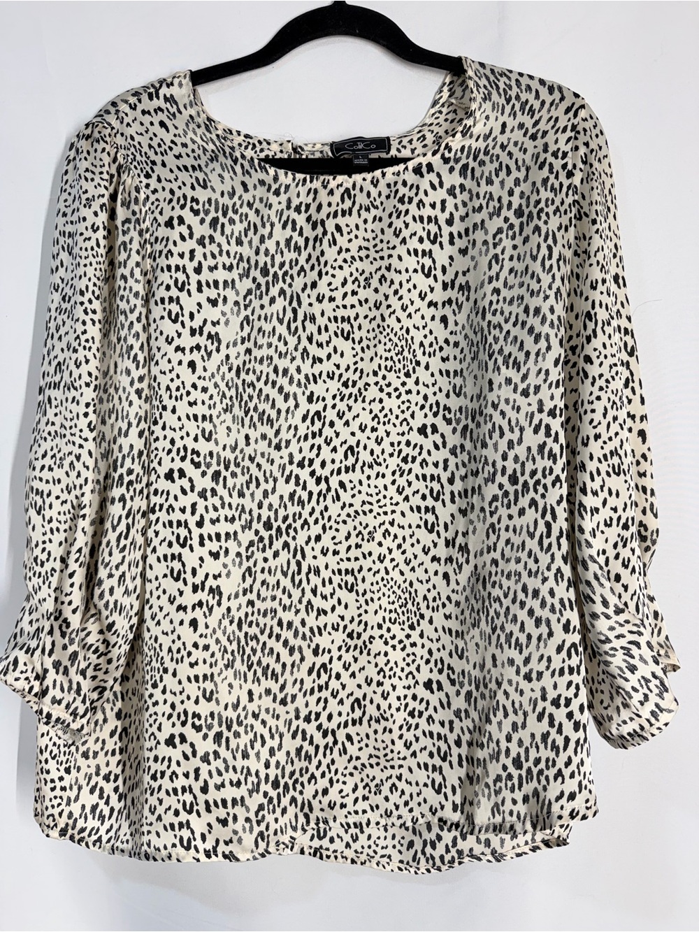 COCLICO Cream and Black Leopard-Print Relaxed Blouse